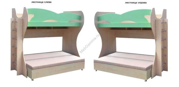 Детская 2-х ярусная кровать Уголок детства-1 с диваном Дачник