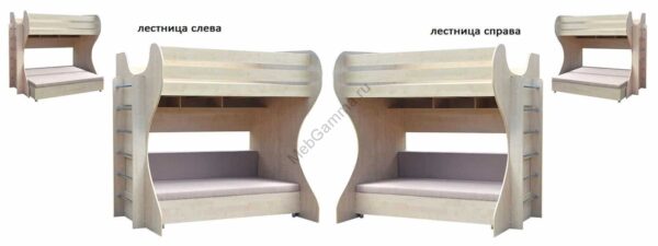 Детская двухъярусная кровать уголок детства с диваном Дачник